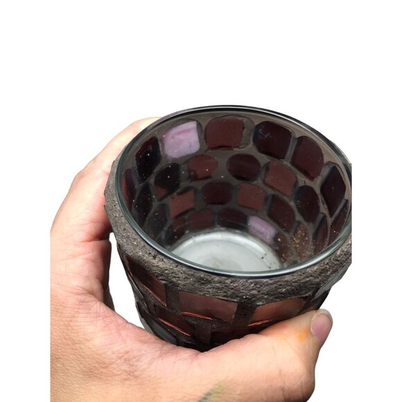 Mosaic Glass Tealight Candle Holder - 3 Inches tall - Picture 9 of 13